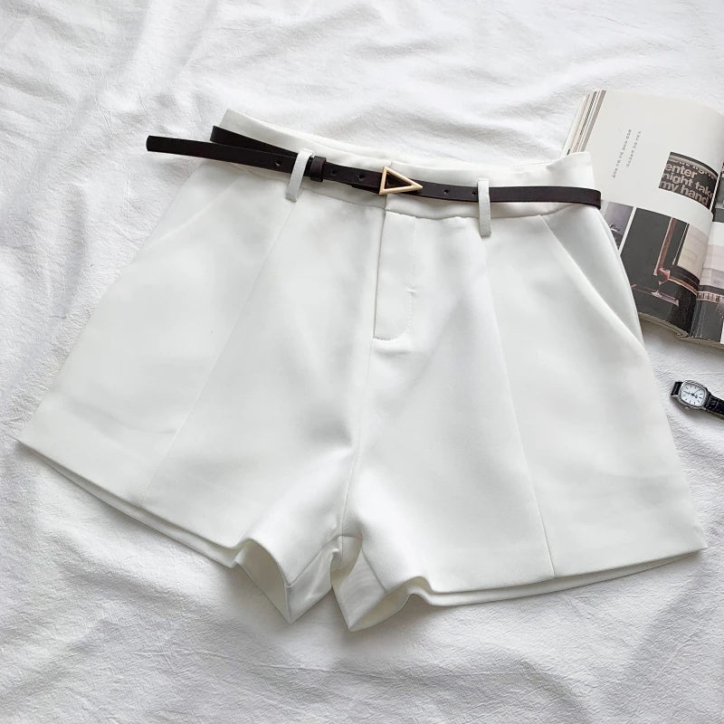 High-Waist A-Line Belted Shorts