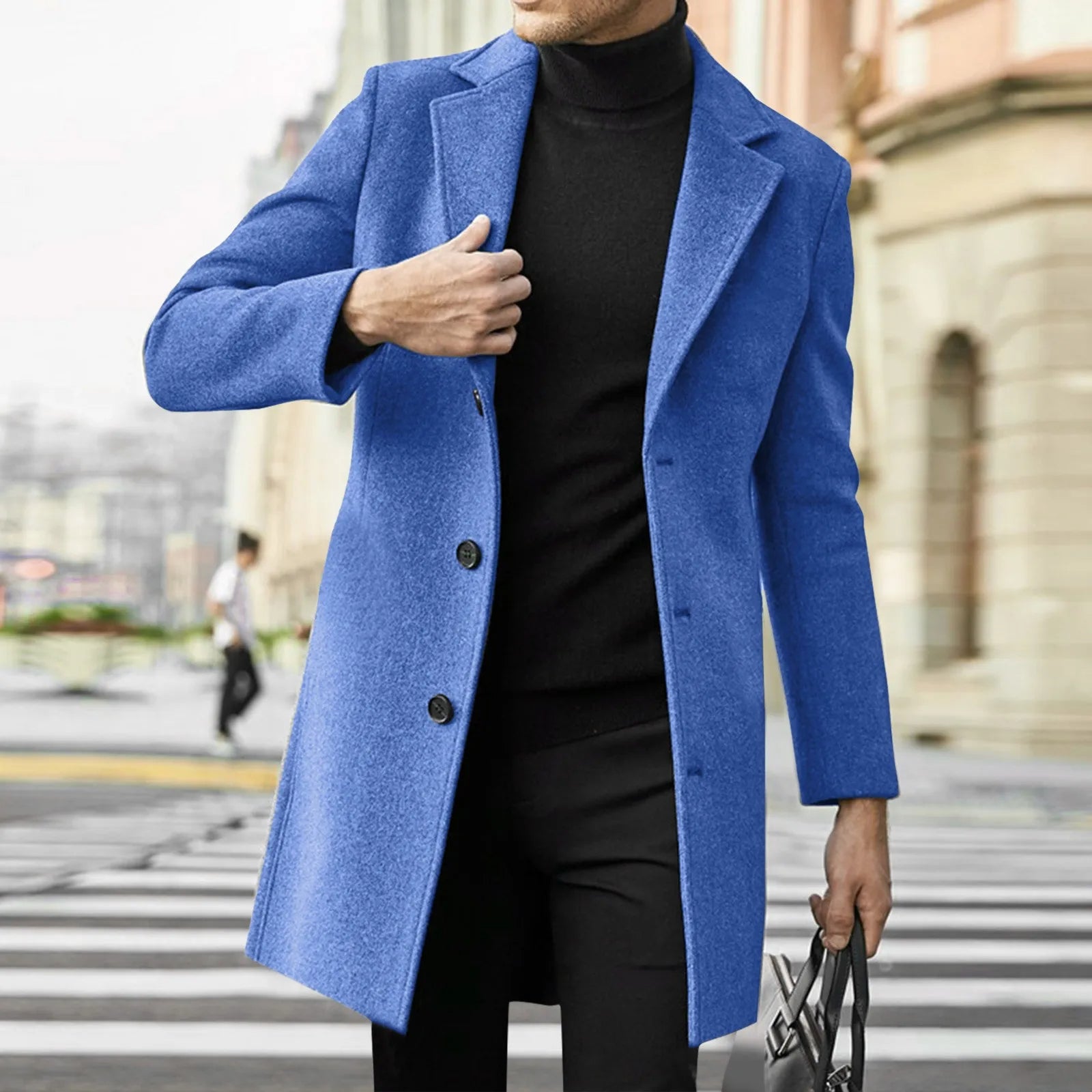 Men's Slim Fit Wool Trench Coat