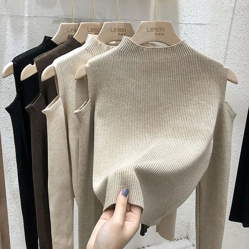 Off-Shoulder Slim Sweater