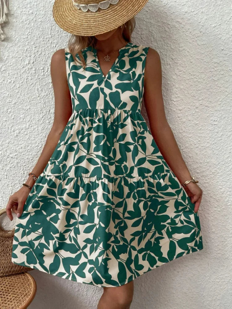 Boho Sleeveless V-Neck Sundress