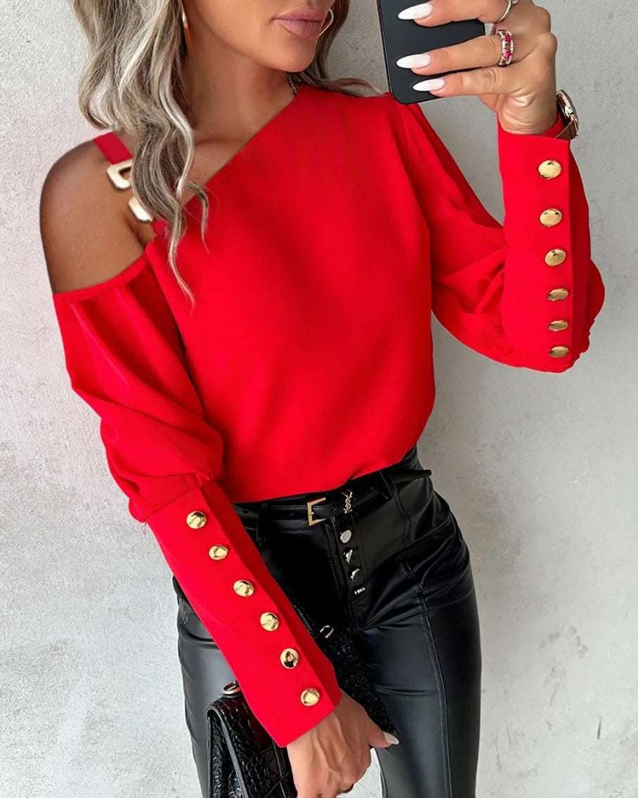 Buckle Detail Shoulder Blouse