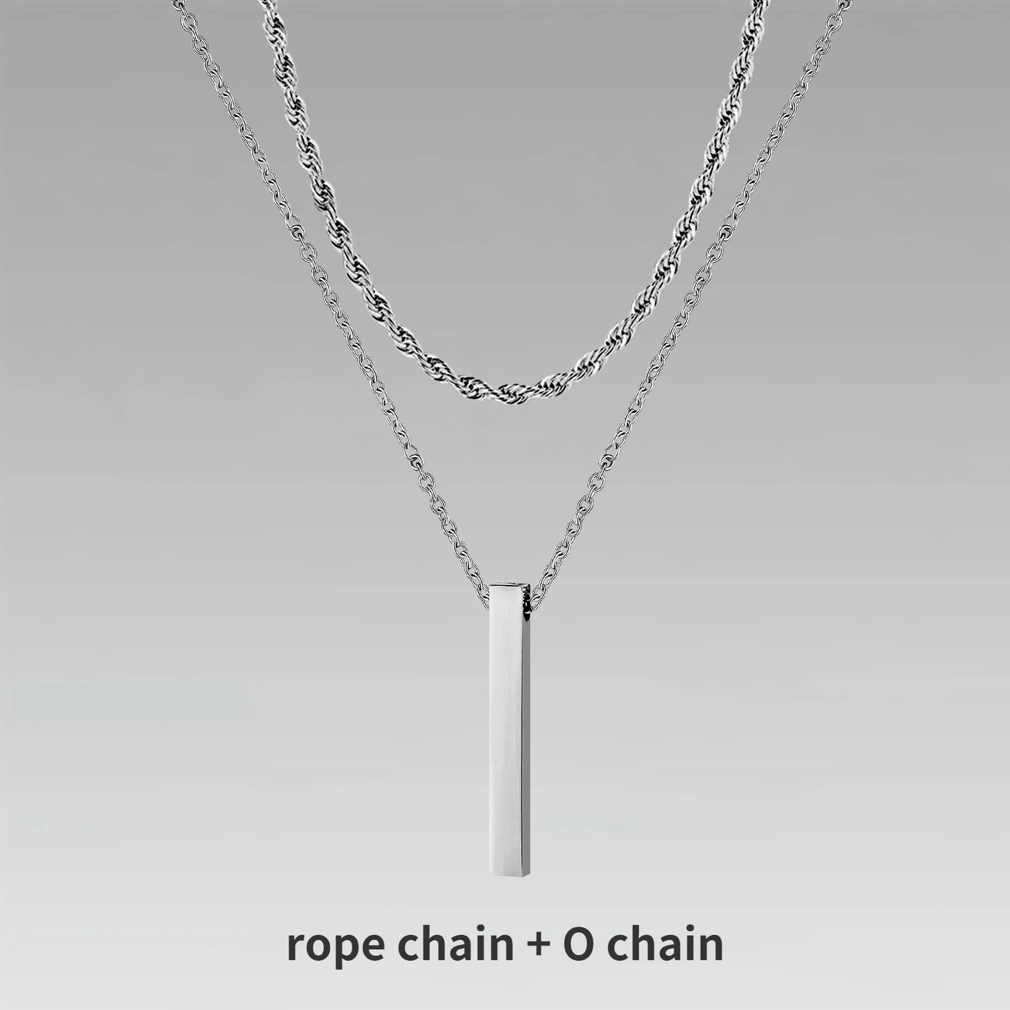 3D Vertical Bar Pendant Necklace