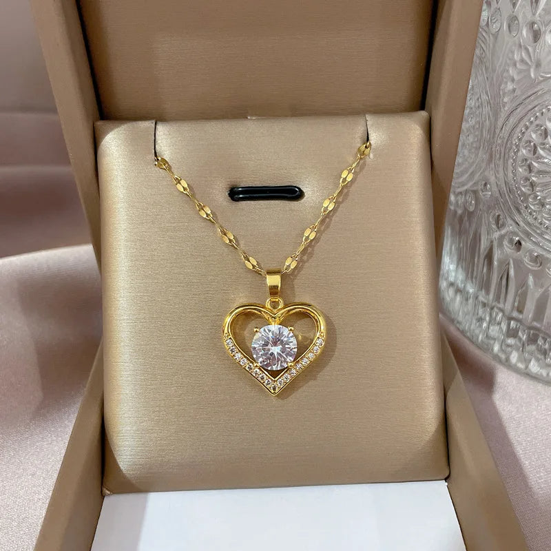 Golden Heart Pendant Necklace