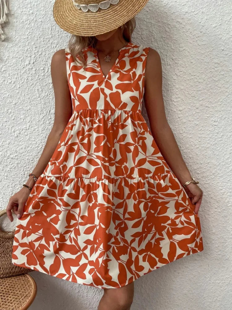 Boho Sleeveless V-Neck Sundress