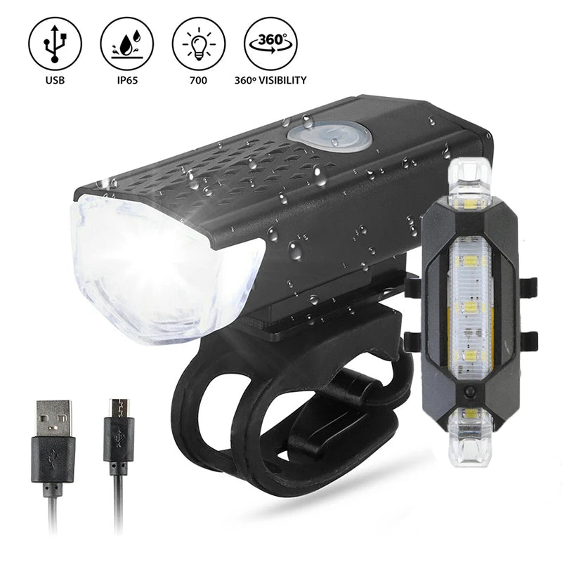 USB Rechargeable Bike Light Set