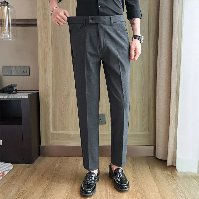 Slim Fit Elastic Waist Dress Pants