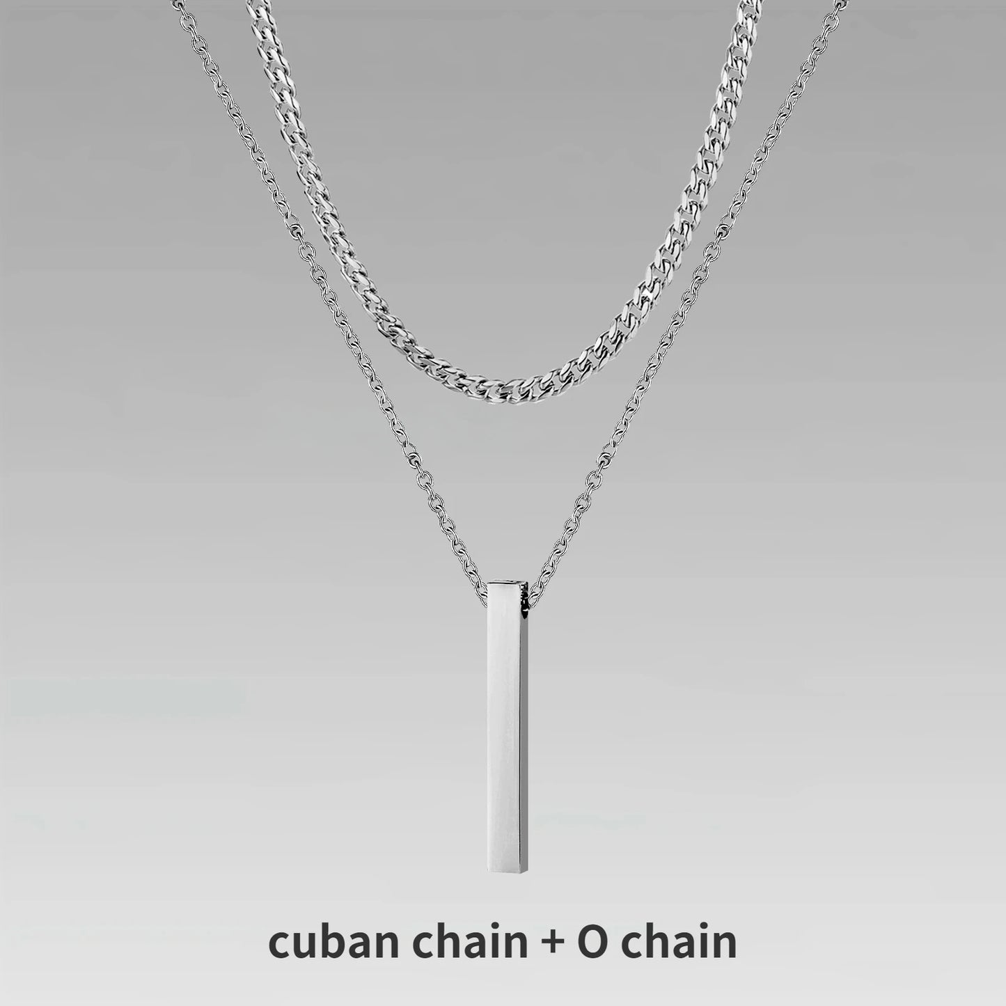 3D Vertical Bar Pendant Necklace