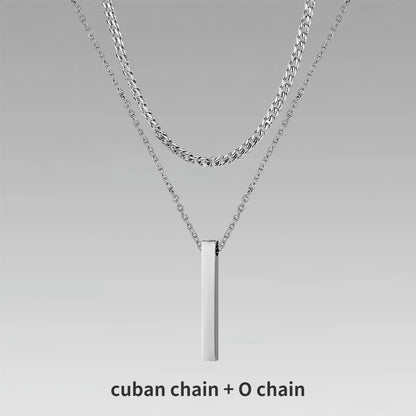 3D Vertical Bar Pendant Necklace