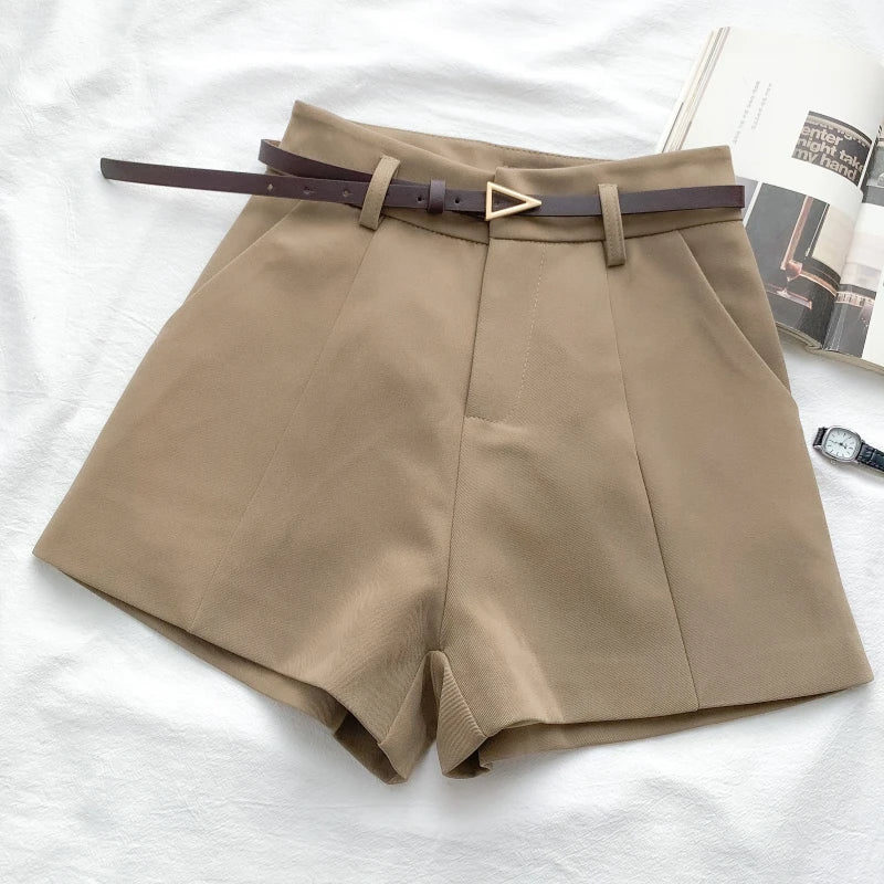 High-Waist A-Line Belted Shorts