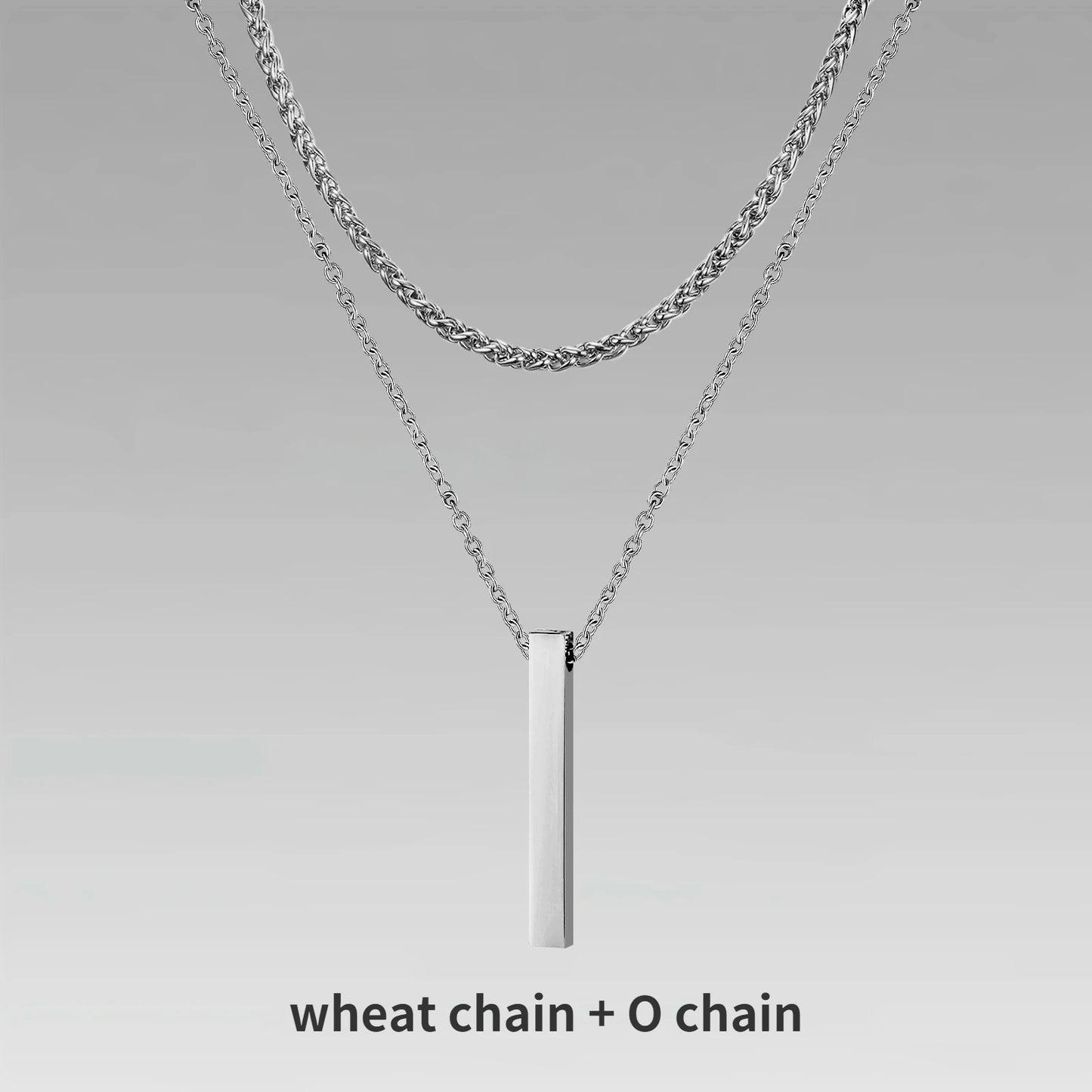 3D Vertical Bar Pendant Necklace