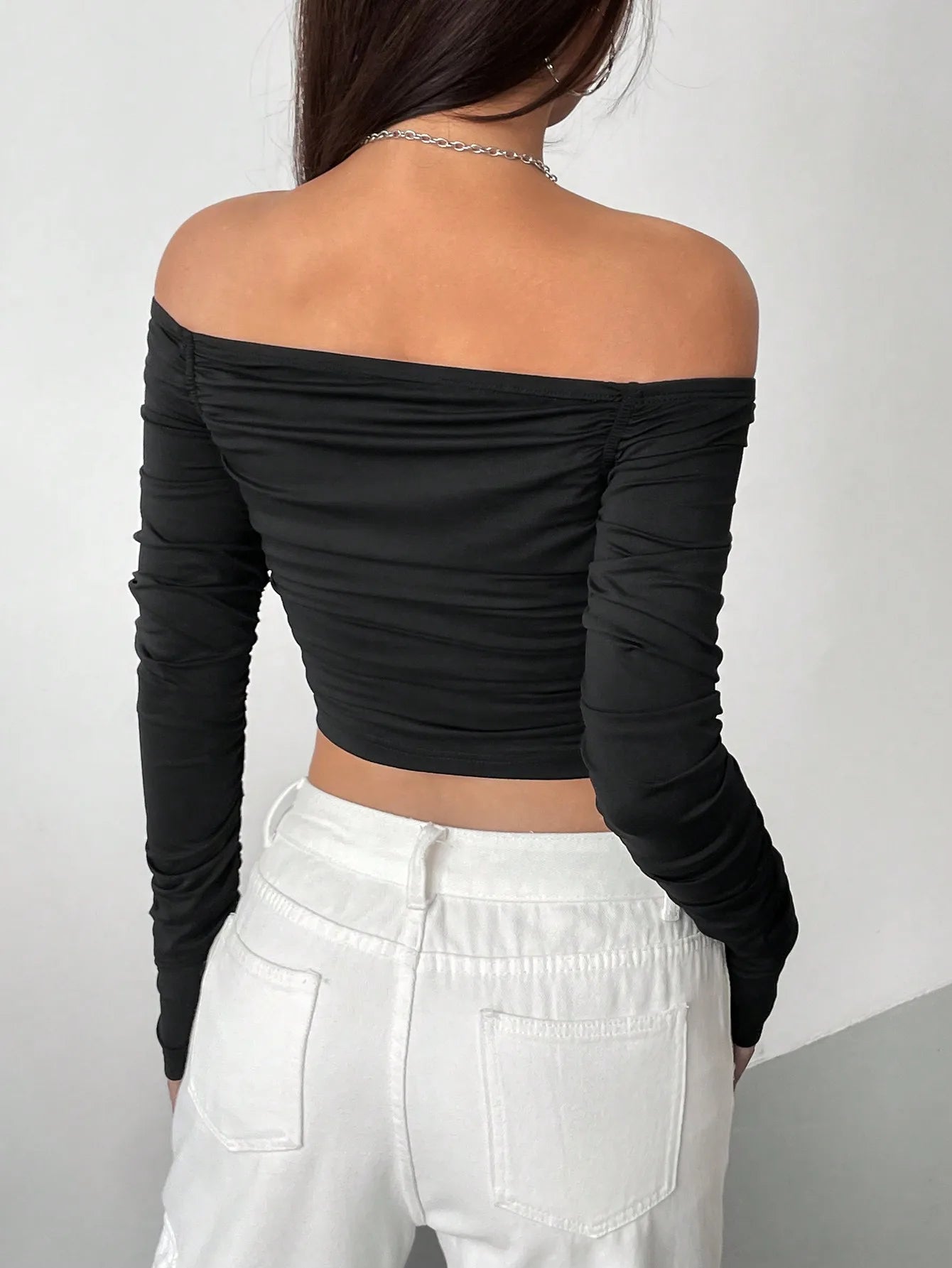 Mesh Shoulder Slim-Fit Street Top